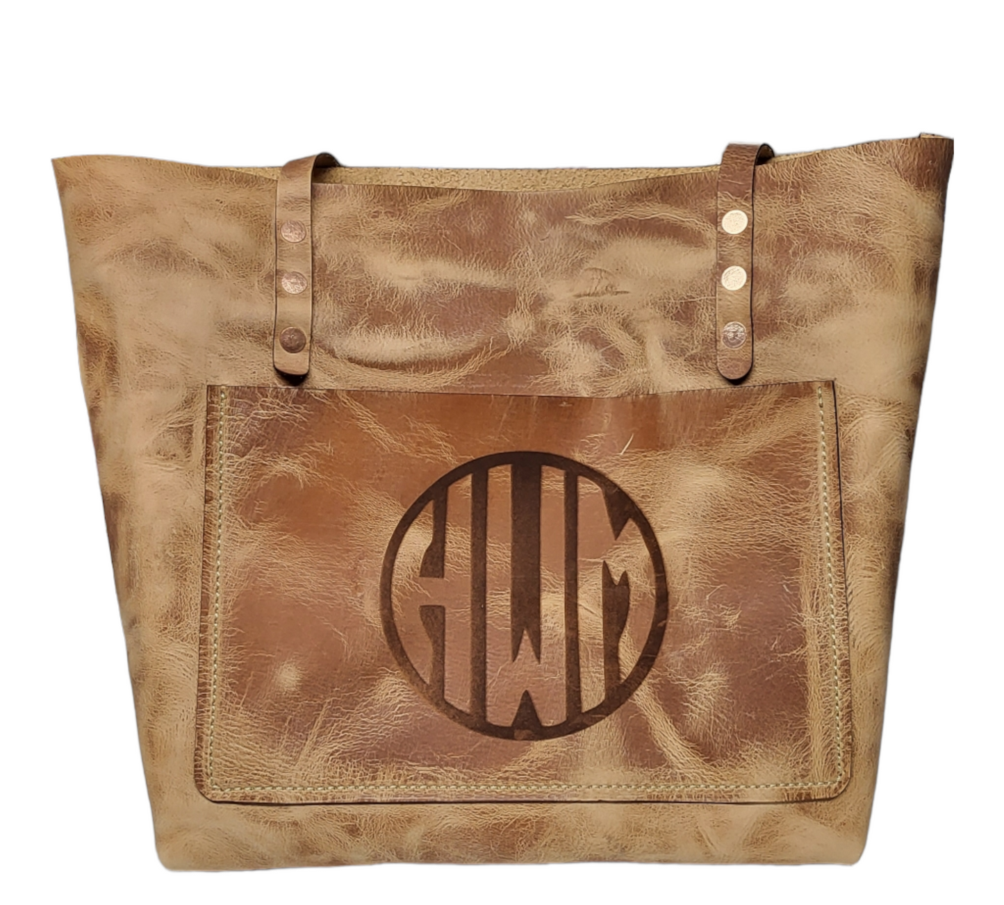 Leather tote hotsell bag with initials